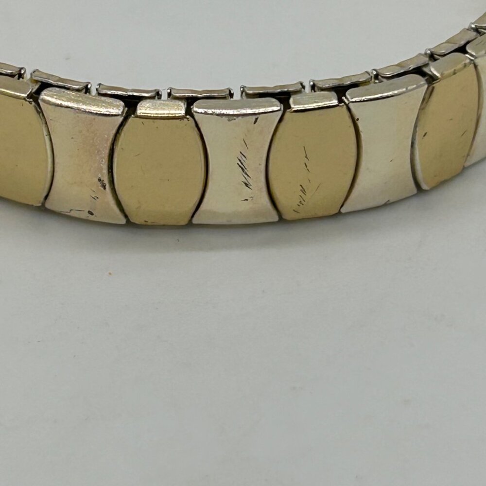 Vintage Two-Tone Gold & Silver Finish Expansion Stretch Link Bracelet Size 7 - Picture 6 of 15